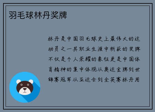 羽毛球林丹奖牌